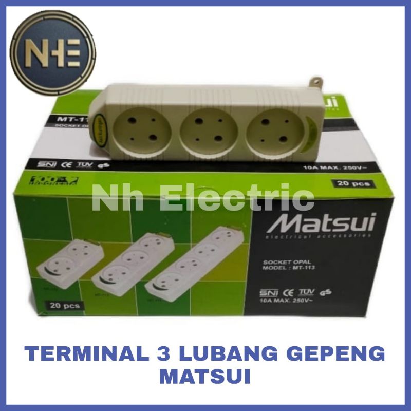 Stop Kontak Gepeng Tipis 2,3,4 Lubang Matsui - Colokan Terminal Gepeng 2 - 4 Lubang Lampu Kuningan Matsui