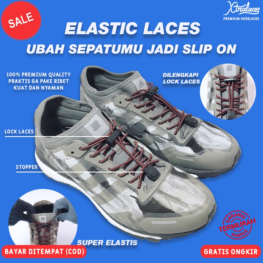 TALI SEPATU ELASTIS BULAT V2 / LOCK LACES / TALI SEPATU KARET | Shopee