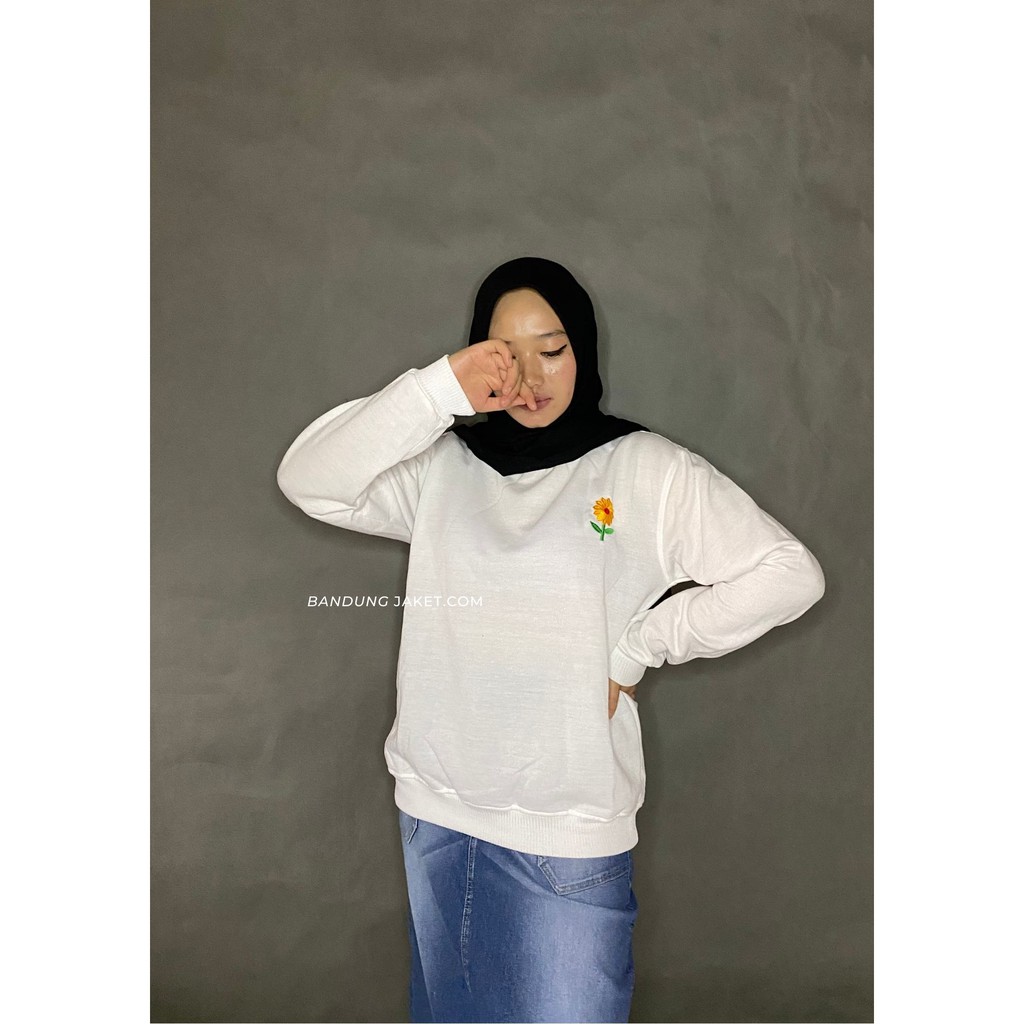 Daisy Flower Bordir // sweater crawneck Wanita