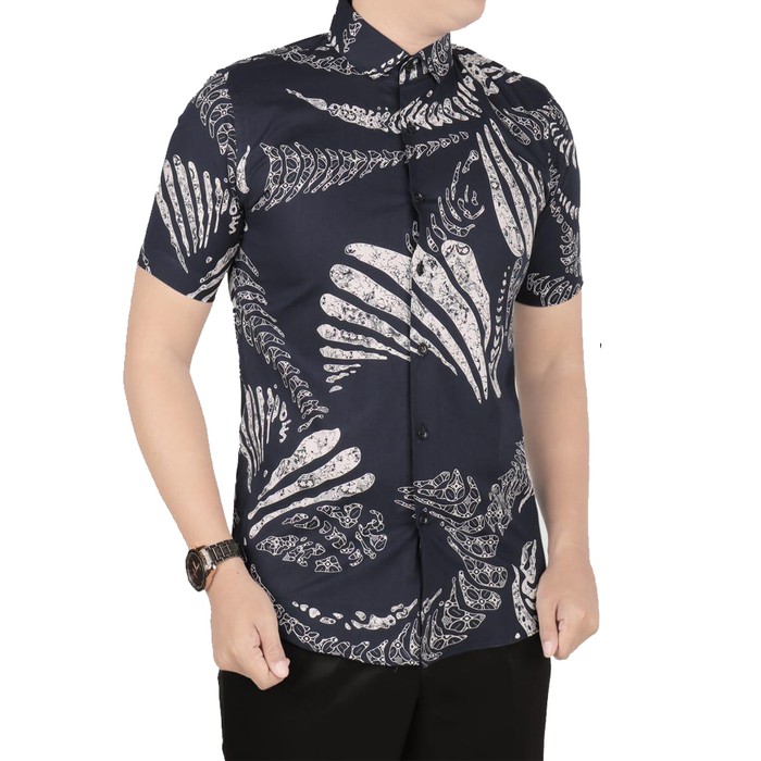 TERBARU VM Kemeja Batik Pendek Slimfit Batik Pria Modern - B-407 - M