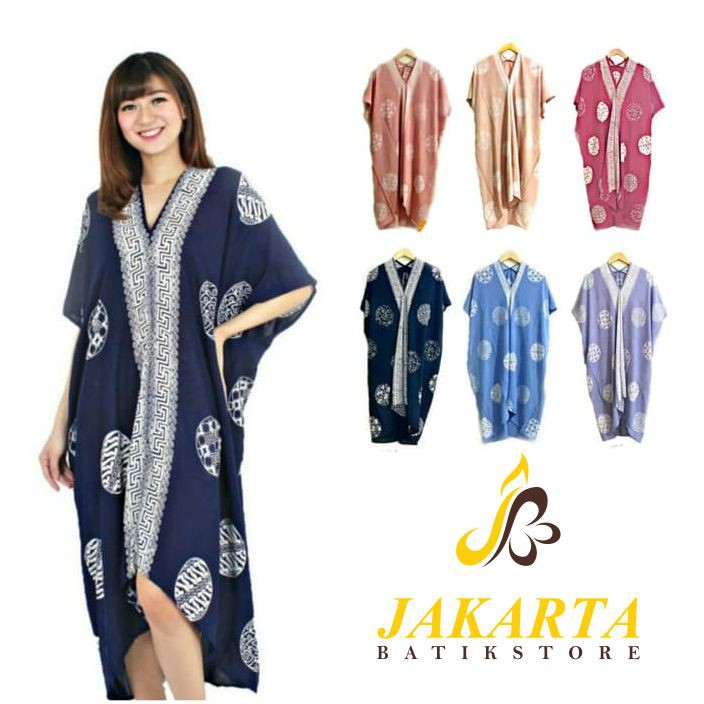 Batik Wanita Model Kaftan PENDEK Motif Piring