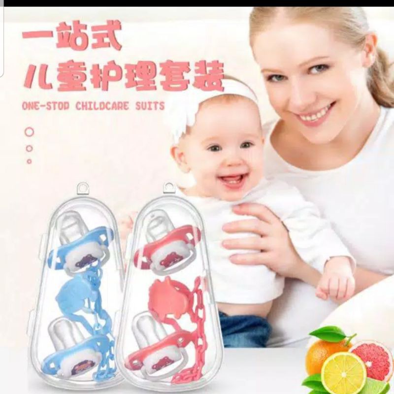 dot bayi / empeng bayi  / pacifier 2pcs +box + rantai empeng / dot bayi set isi 2 pcs