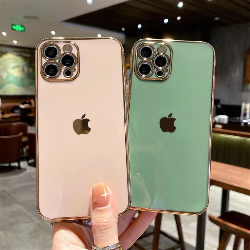 IPHONE Casing Ponsel Silikon Lembut Electroplating 6d Iphone11 12 13 14 Pro MAX Plus X XR XS Max7 8 Plus SE 2020 Shockproof Case Cover