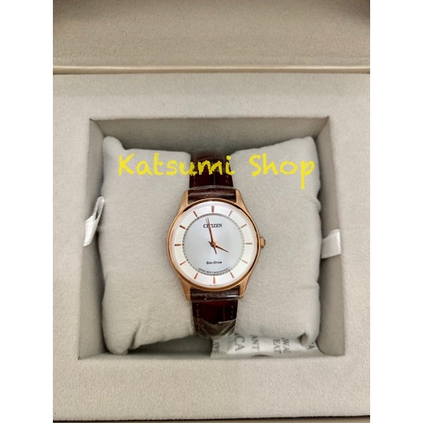 Citizen Eco-Drive Jam Tangan Wanita EM0403-02A Analog Solar Brown Leather