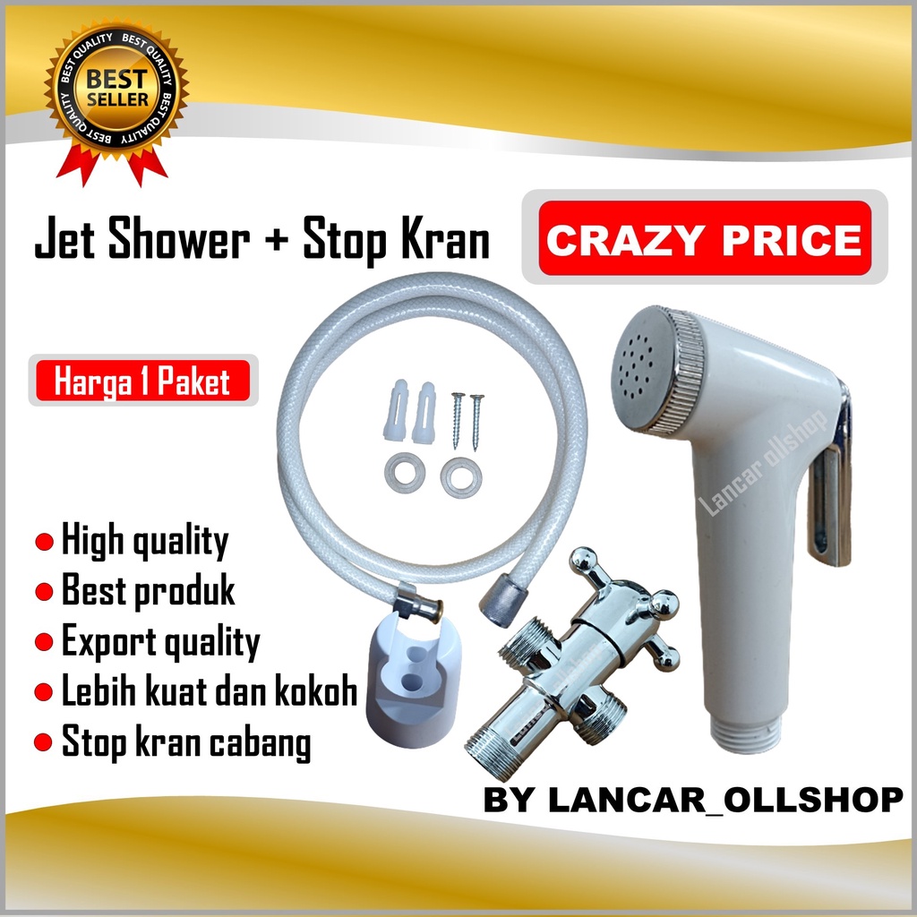 Jet Shower Stop Kran Keran Kloset Toilet Closet Cebok WC Semprotan Duduk Kamar Mandi 1 Set