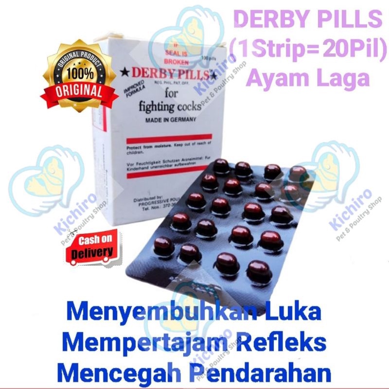 Derby Pills isi 20 Pil Import Filipina Philipin Menyembuhkan Luka Mempertajam Refleks Ayam Derby Pil