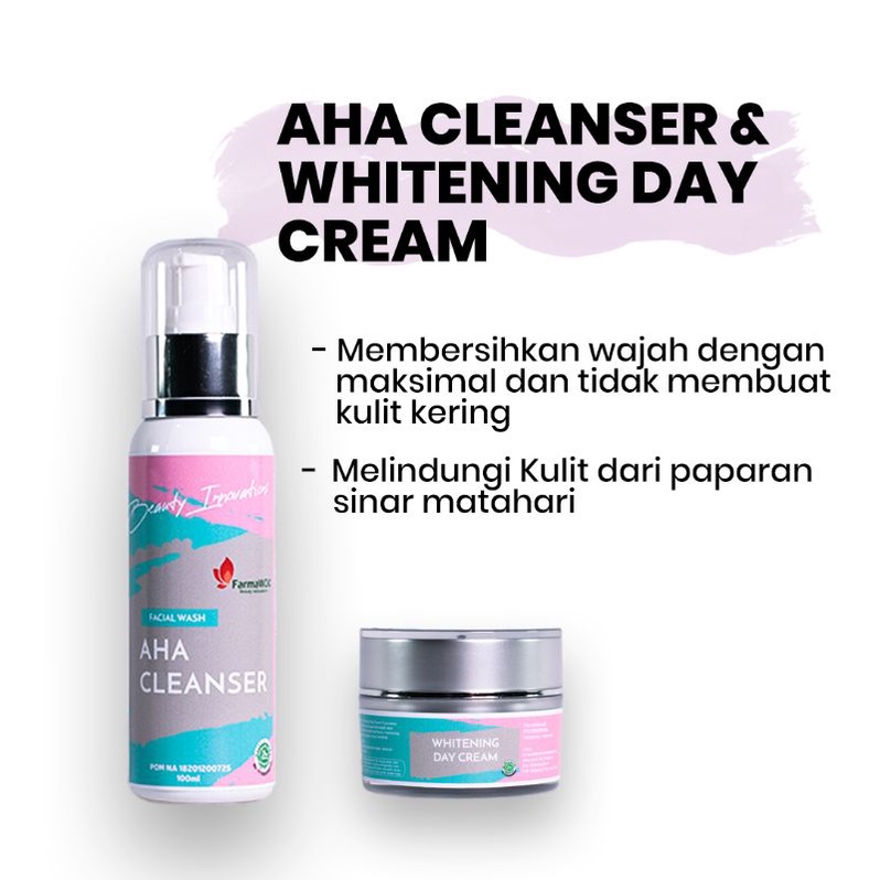 Farma Wdc - AHA Cleanser & Whitening Day Cream original farma wdc BPOM