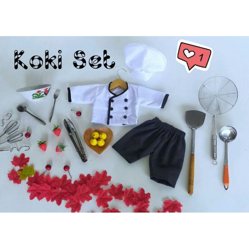 kostum koki, baju koki, baju chef, koki cilik, kostum anak, koki newbron