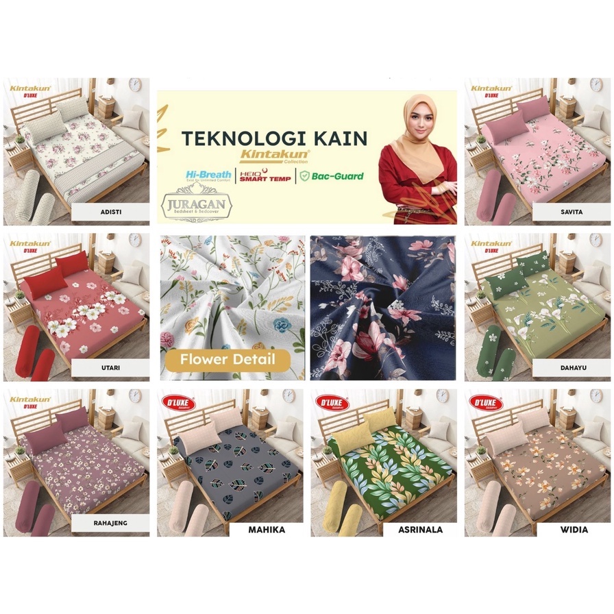 Kintakun D'luxe - Sprei Queen Tinggi 30 & 25 SIZE 140x200 145x200 150x200 Motif Bunga 3D