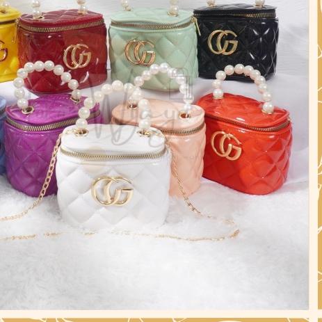 TAS JELLY GLOSSY TABUNG CG PEARL | TAS JELLY GLOSSY MOTIF TABUNG IMPORT | TAS JELLY MINI RUBBER