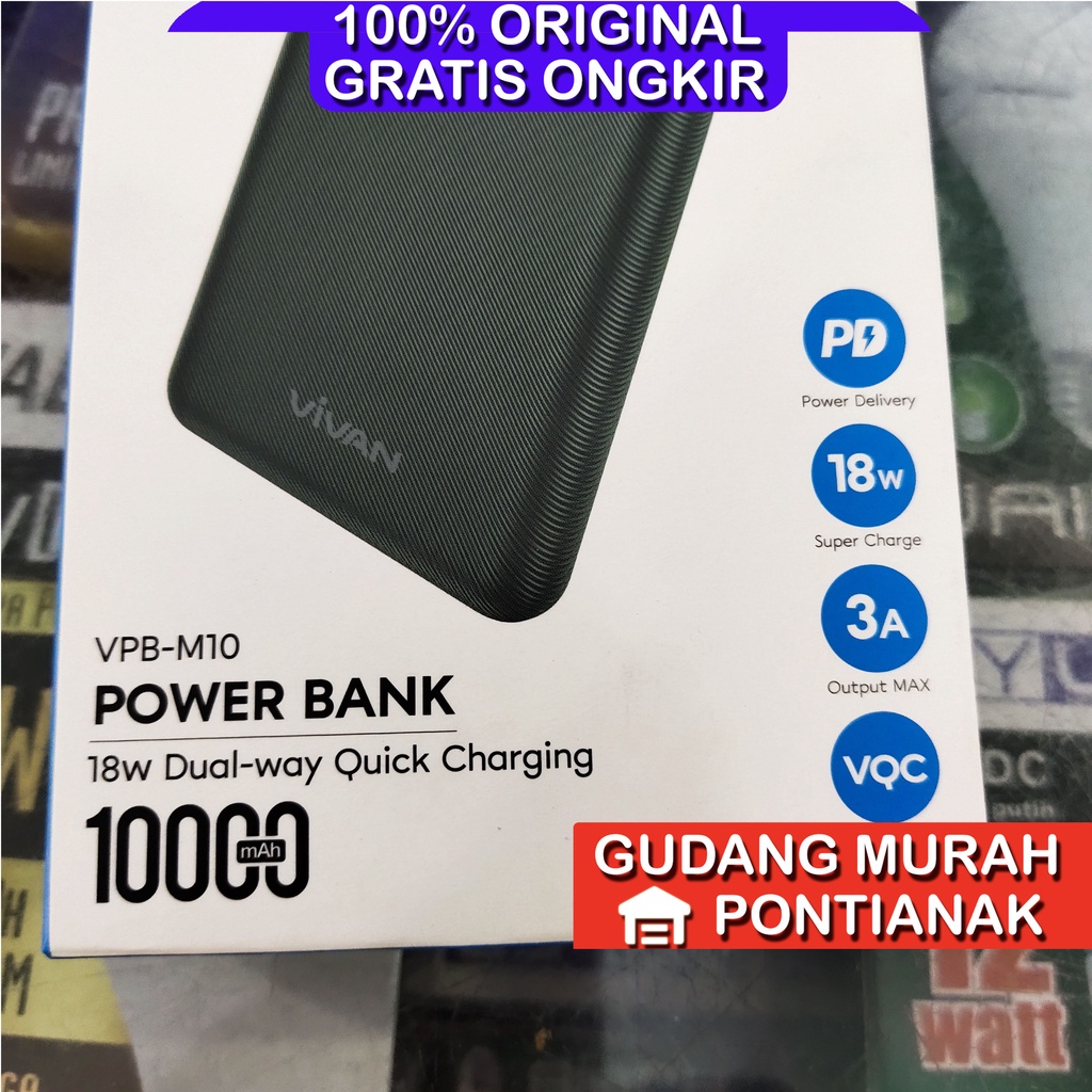 Power Bank Vivan 18W 10.000Mah VPB-M10 Dual Way Quick Charge