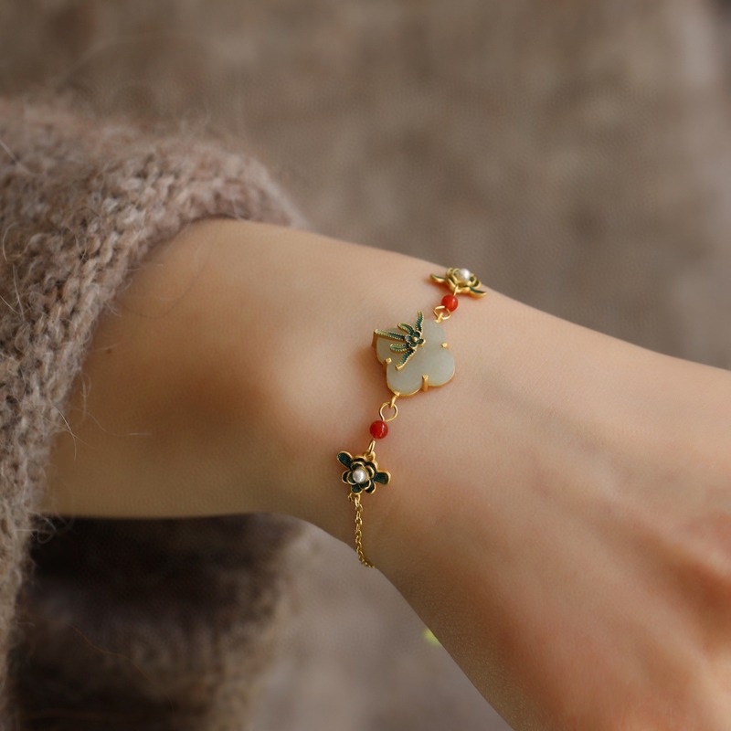 Retro Chinese Style Clover Bracelet Painted Bracelet