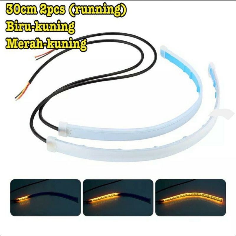 LAMPU ALIS FLEXIBEL DRL 30CM 2 MODE SENJA LAMPU KOTA DIAM DAN SEN RUNNING ATAU JALAN WATERPROOF