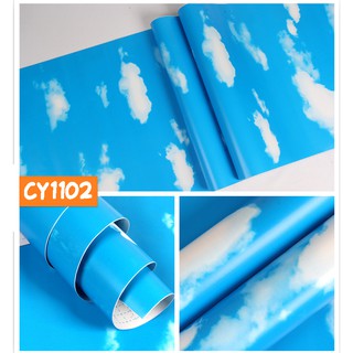  Wallpaper  Sticker dinding  Motif  Awan langit  plafon biru 