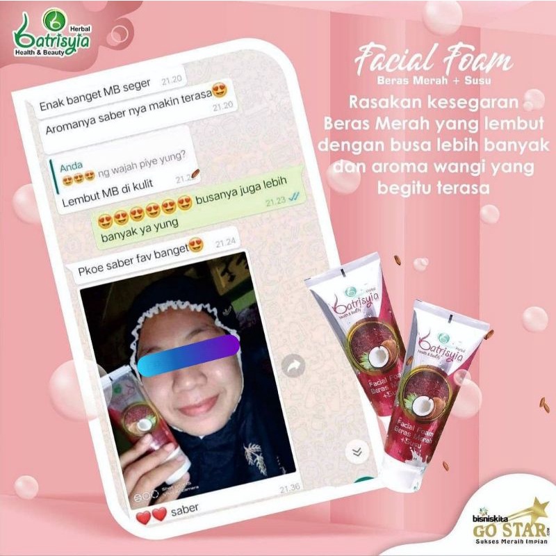 Facial foam beras merah batrisyia herbal/ facial foam herbal  untuk jerawat