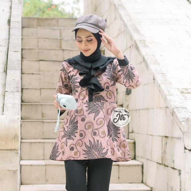Atasan Batik Wanita Blouse Kombinasi Amanda