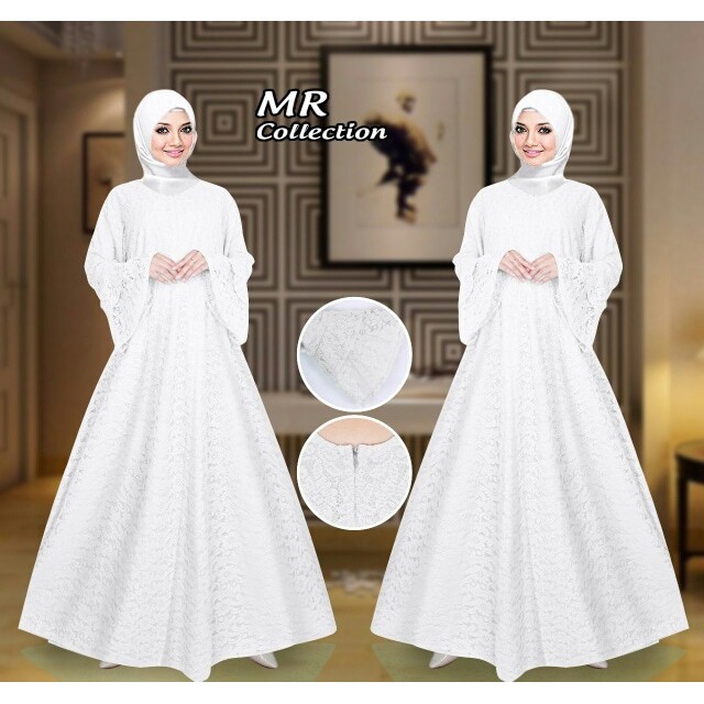 BAJU BUSANA MUSLIM GAMIS HAFSYAH SYARI PUTIH JUMBO BRUKAT BAJU BUSANA MUSLIM GAMIS HAFSYAH SYARI PUTIH JUMBO BRUKAT