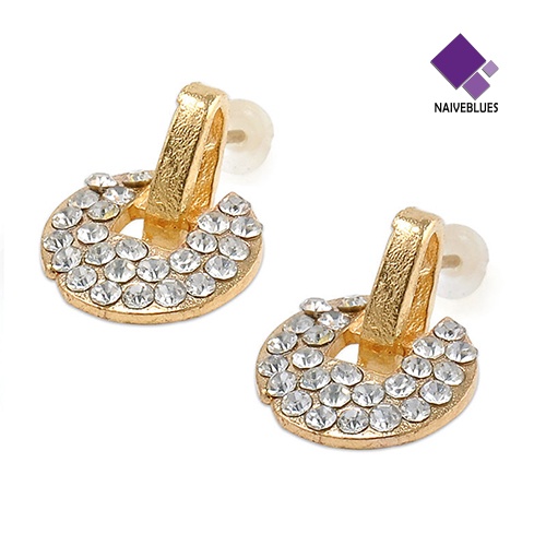 Anting Stud Berlian Imitasi Bahan Tembaga Gaya Istana Untuk Wanita