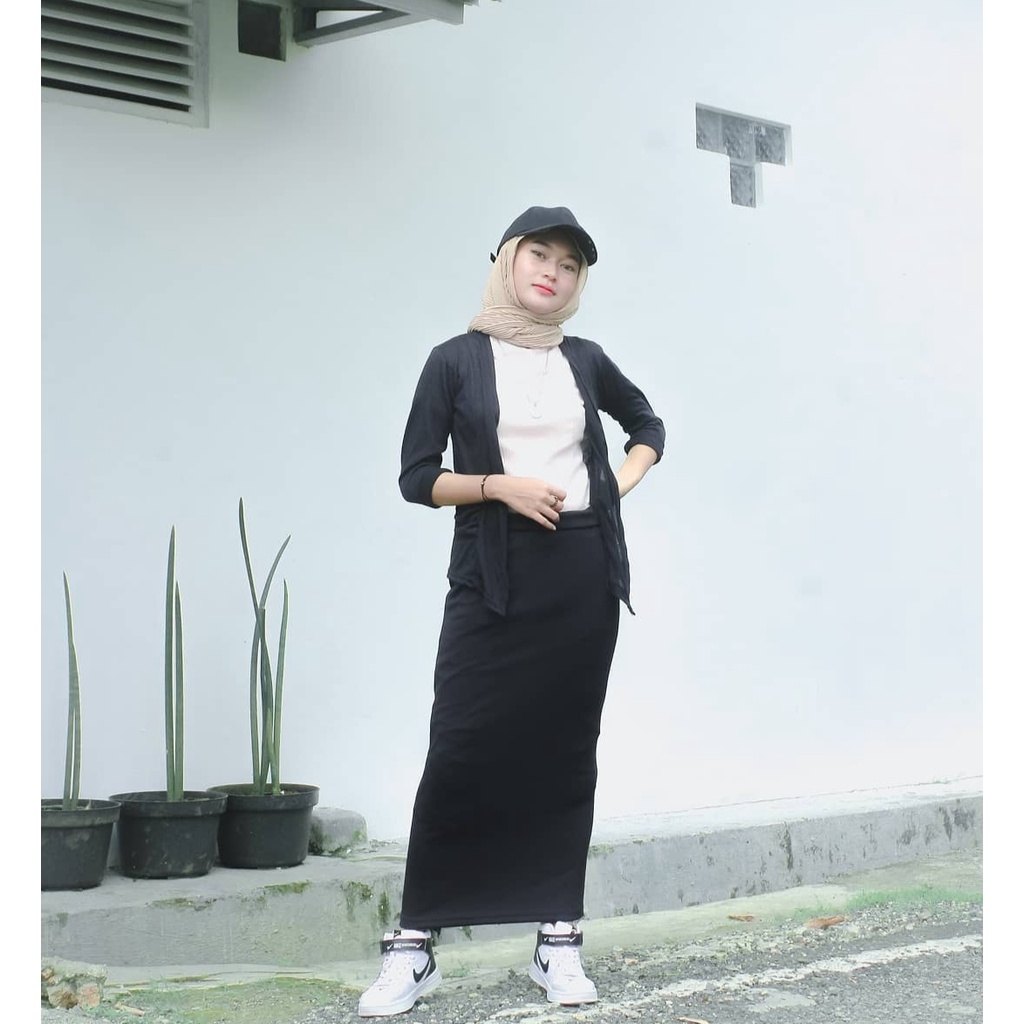 ROK SPAN TANPA BELAHAN // ROK PENCIL SPAN PANJANG SCUBA // ROK KERJA // ROK SPAN HITAM PANJANG