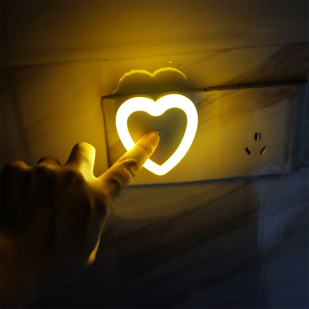 【COD Tangding】4 Colors American Wire Gauge LED Night Light Intelligent Light-controlled Heart-shaped Night Light