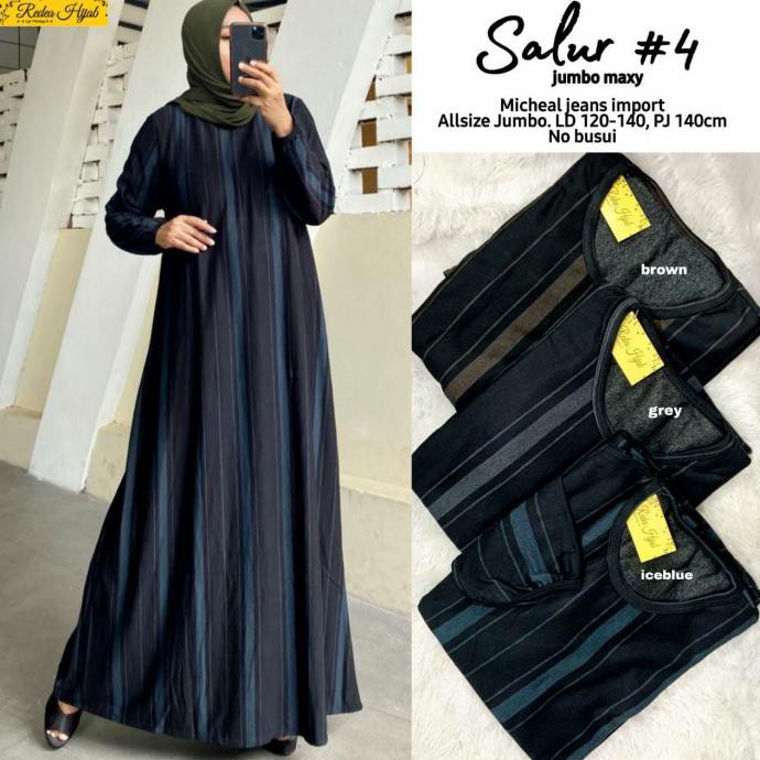 PROMO GAMIS JUMBO MAXY TERBARU GAMIS JUMBO BAHAN KAOS DENIM TEBAL SALUR #4