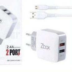 ♬ TRAVEL CHARGER CAS ZBOX A2202 2USB FAST CHARGING OUTPUT 2,4A + KABEL MICRO ✻