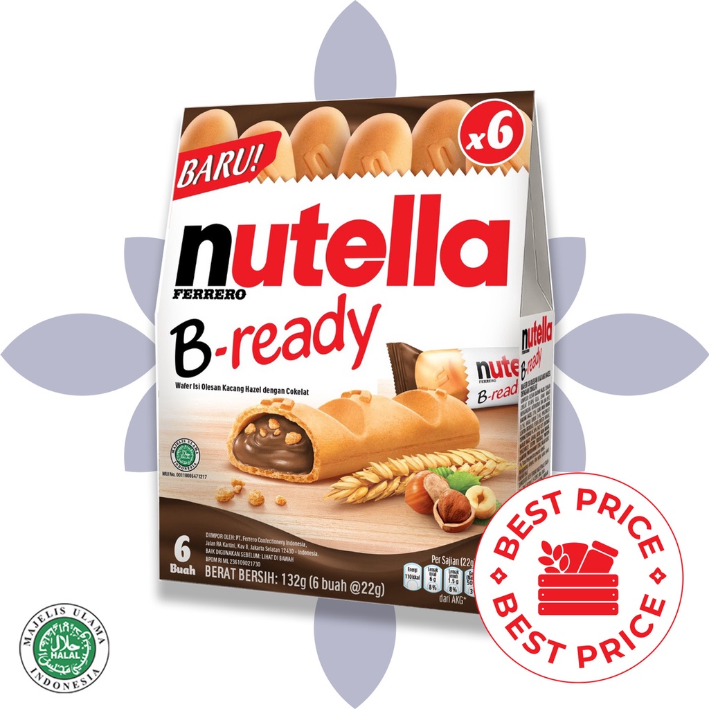 NUTELLA - BREADY/ B-READY HAZELNUT CRISPY WAFER (6 PCS) - 132 GR