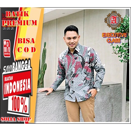 W108 Baju Batik Pria  Kemeja Undangan Pesta Lengan Panjang Katun Premium Original