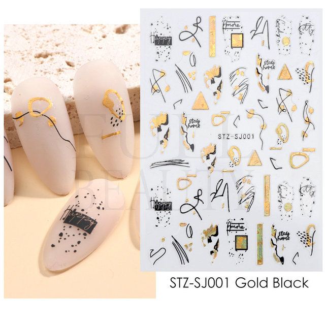 Sticker Gold Flower Mix White Summer Nail Sticker Best Seller / Stiker Kuku Instant Motif Gaya Jepang