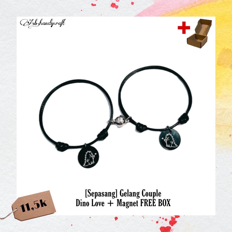 ASB - [Sepasang] Gelang Couple Dino Love + Magnet FREE BOX