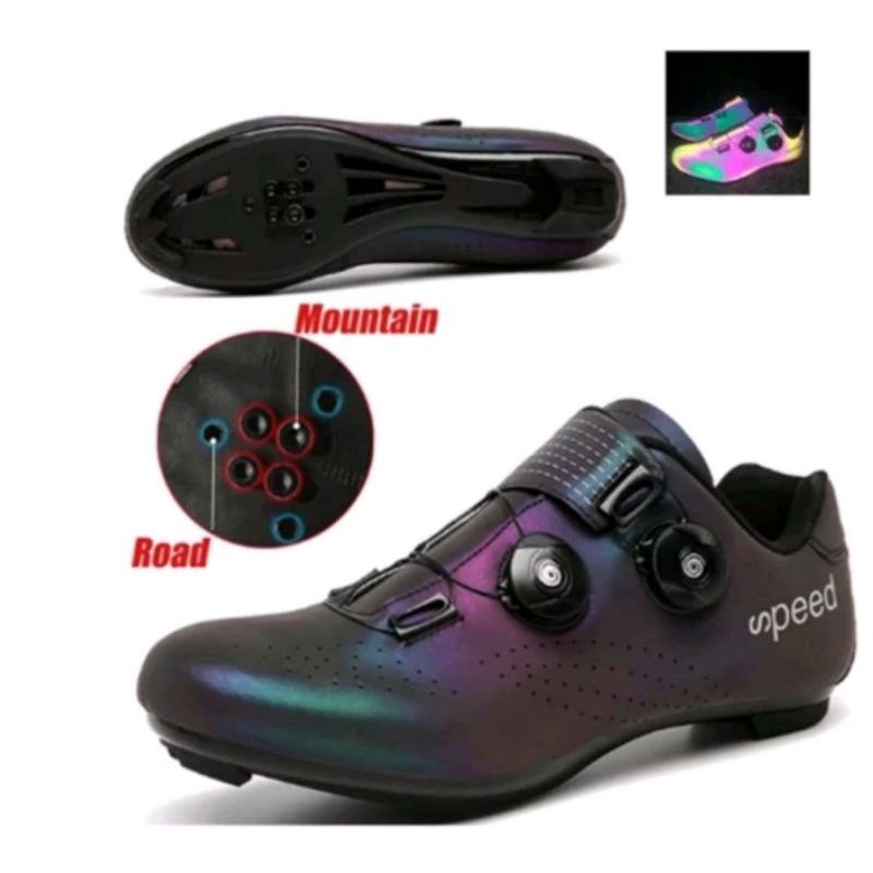 Speed Sepatu Sepeda Multi Cleat Roadbike MTB Bicycle Shoes Cleats Speatu Gowes Cleat Symphpny Luminous