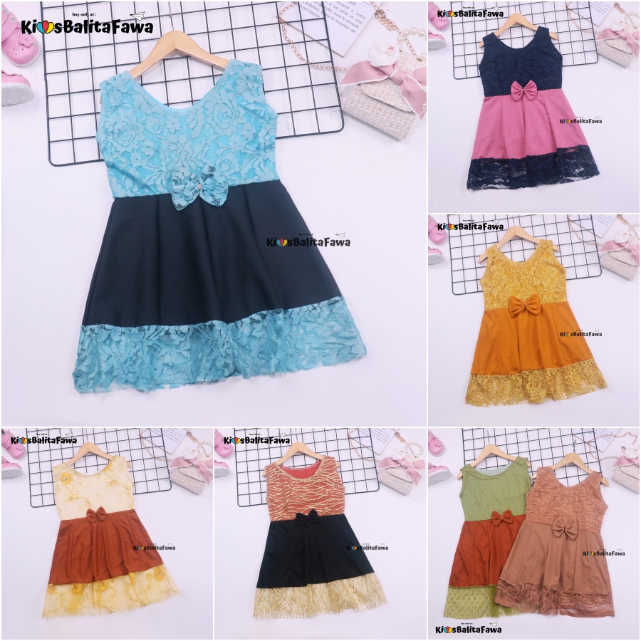 Dress Zulfa uk 4-5 Tahun / Dres Brokat Anak Perempuan Pakaian Baju Brukat Balita Cewek Import