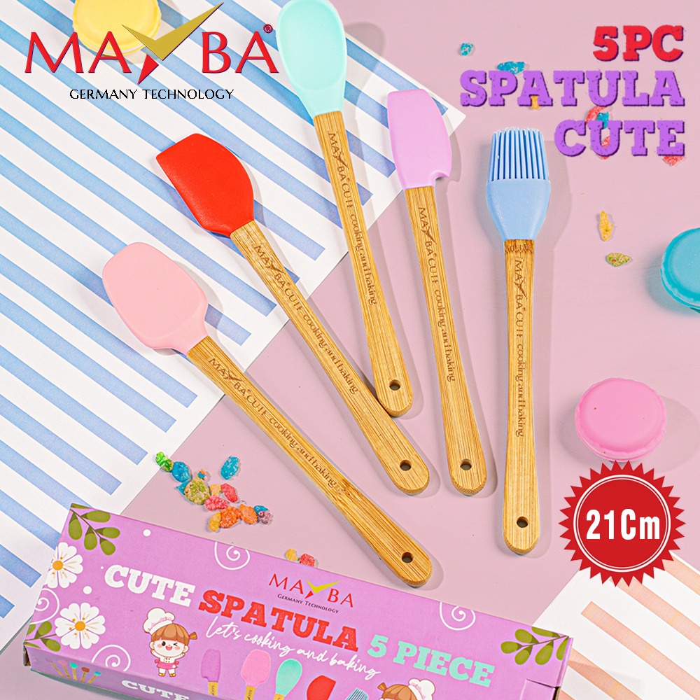 Spatula Silicone Ultimate 5 PC MAYBA CUTE Sutil Mini Tahan Panas FDA Sodet Silikon cocok for panci mpasi bayi