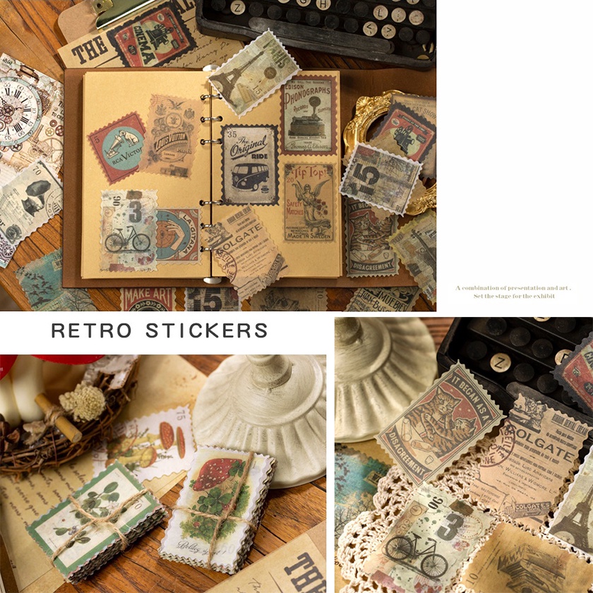 

Vintage Stamp Sticker Pack (60pcs) Stiker Perangko DIY Diary Journal Dekorasi Resin Case HP