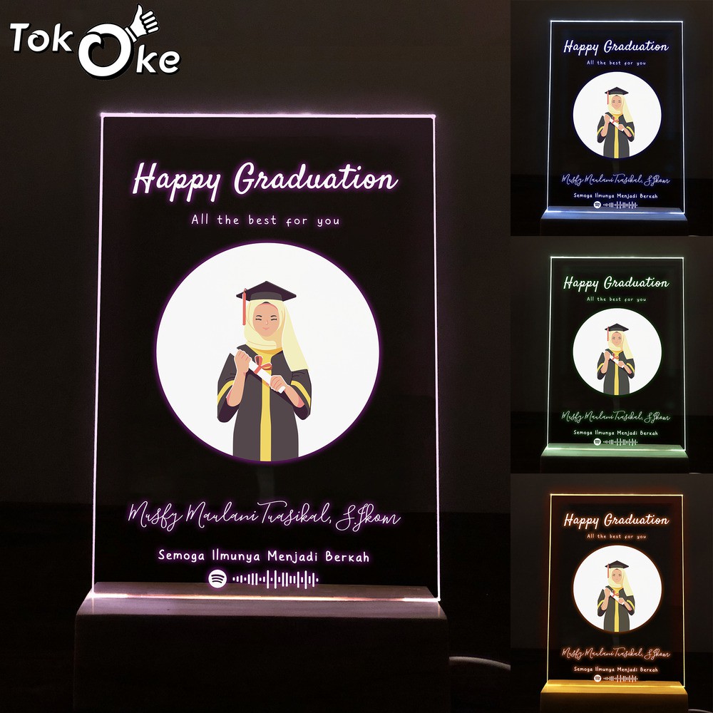 Lampu Tidur Akrilik / Acrylic Lamp Kado Wisuda Custom