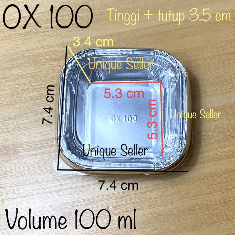 Aluminium Foil Cup OX 100 + Tutup Mika / Alufoil Tray Kotak Kecil OX 100 Tanpa Tutup / Aluminium Foil Pastel Tutup