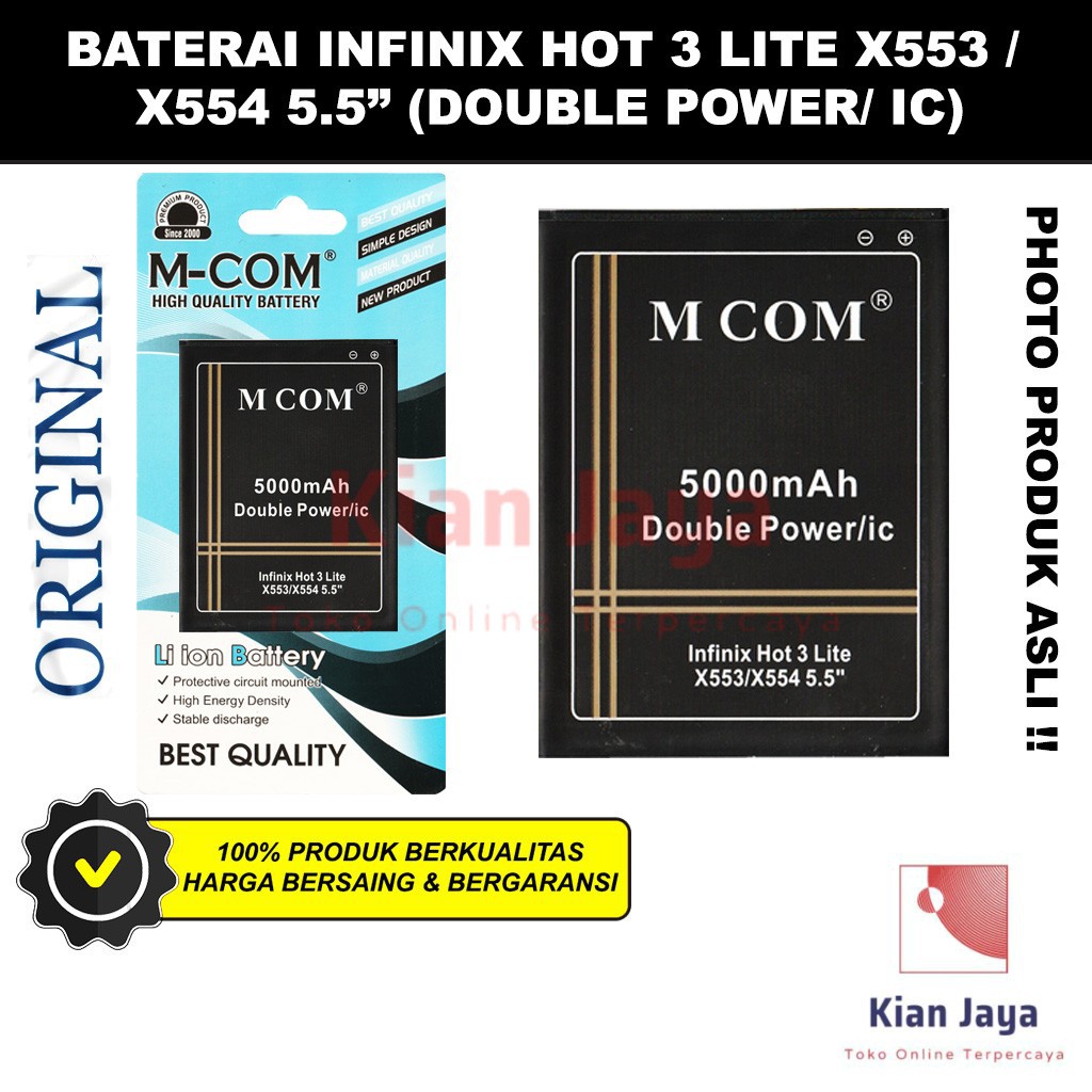 MCOM Baterai Hp Infinix Hot 3 Lite / X553 / X554 5.5 Inch Original Double Power Batre Battery Ori