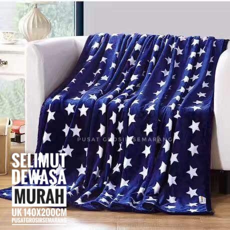 Selimut Dewasa Murah MORIA Abstrak Leaf Polkadot Flower Bvrbery Reindeer Could Moon Star Awan Rusa-Navy Star