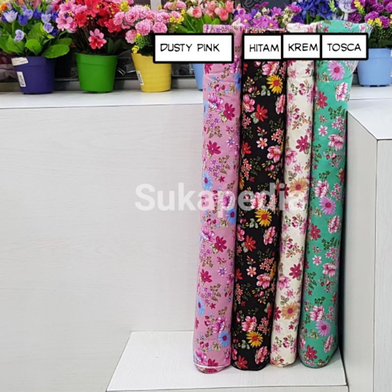 Kain Katun Motif Bunga Daisy (Harga per 0,5 meter)