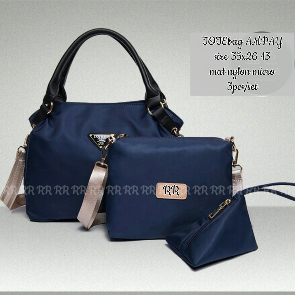 TAS FASHION SELEMPANG / SHOELDERBAG BESAR WANITA TOTEBAG ANPAY PRADA PAKET 3 IN 1