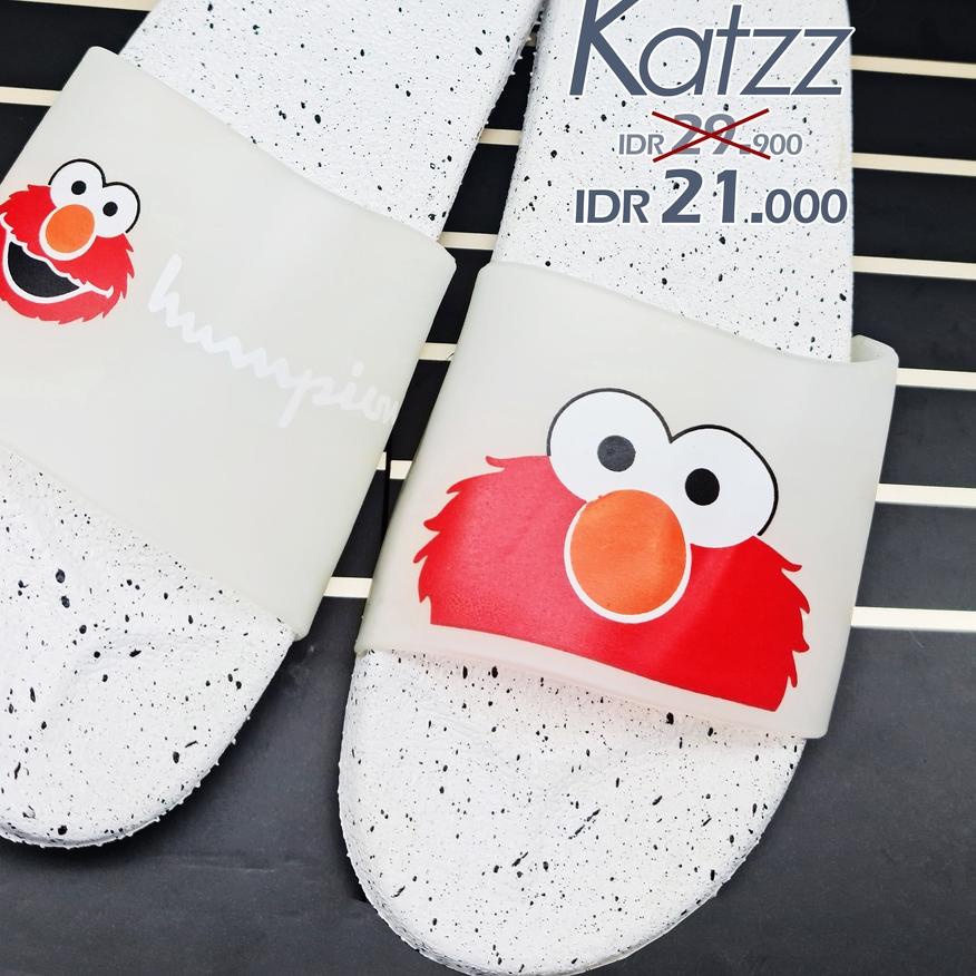 ☞ Swallow x Katzz Sandal KOKOP Wanita Karet PCU Karakter ELMO CHAMPION dasar putih ♟