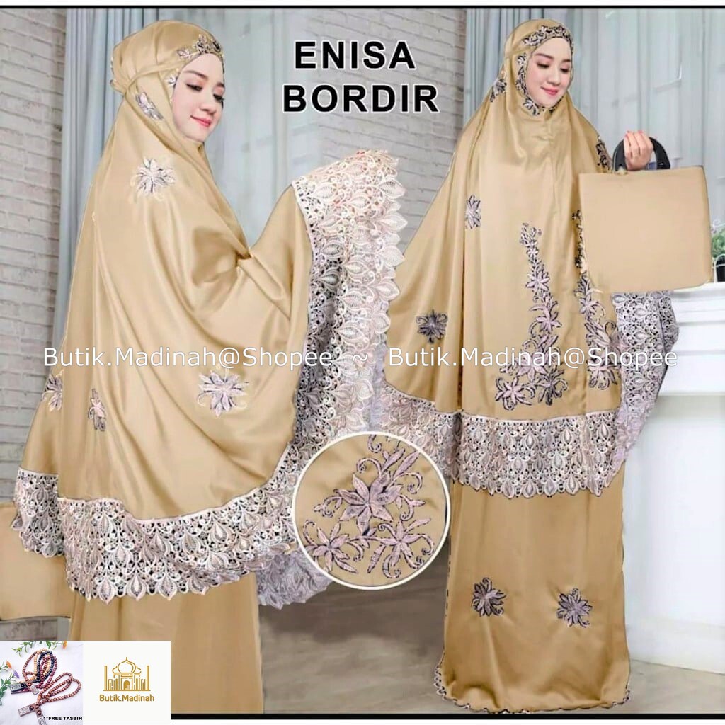 butik madinah mukena dewasa enisa luna maya renda bordir siti khadijah pasteleena