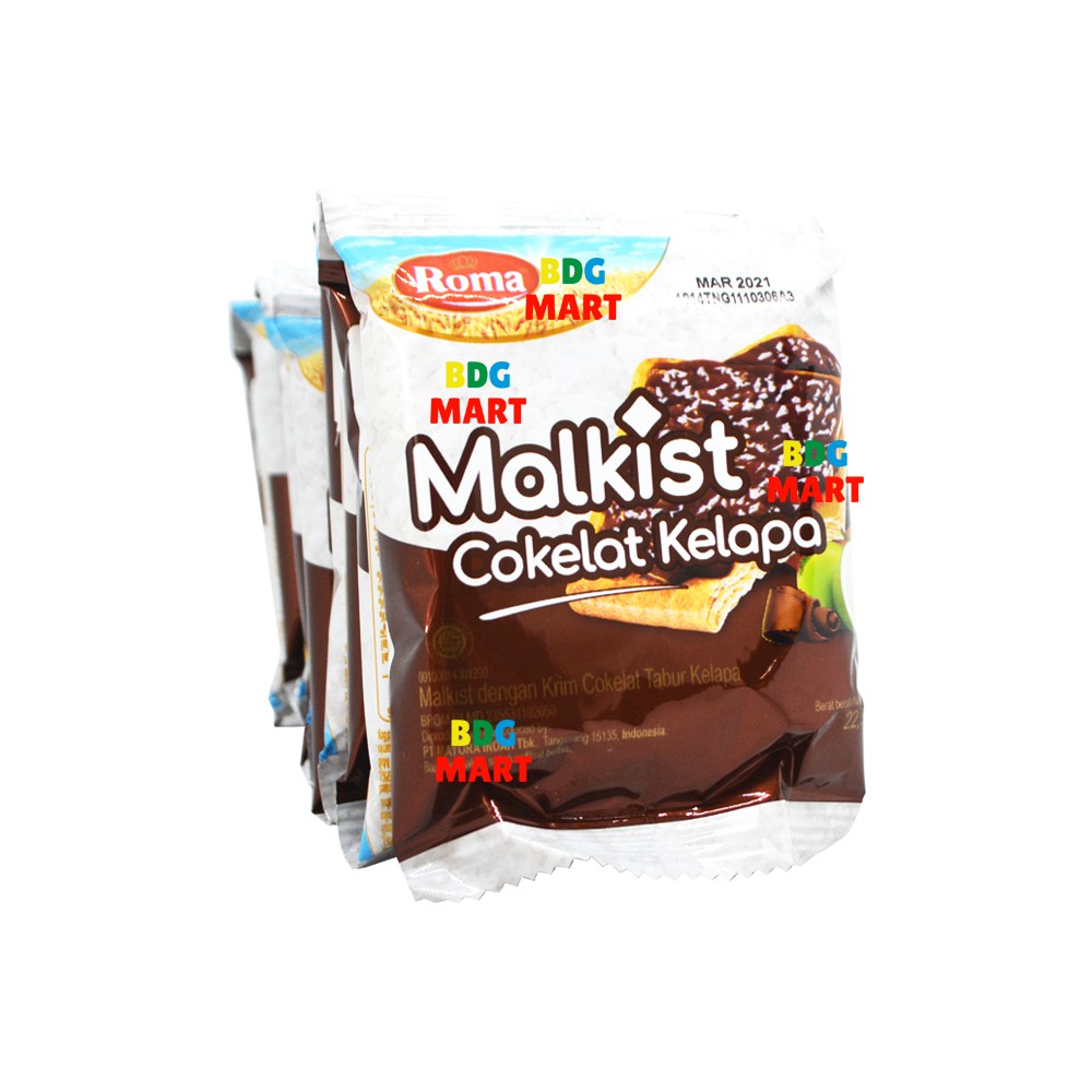 

RENCENG Roma Malkist Coklat Dengan Taburan Kelapa Biskuit Renyah Rasa Coklat Kelapa - 10pcs x 22gr