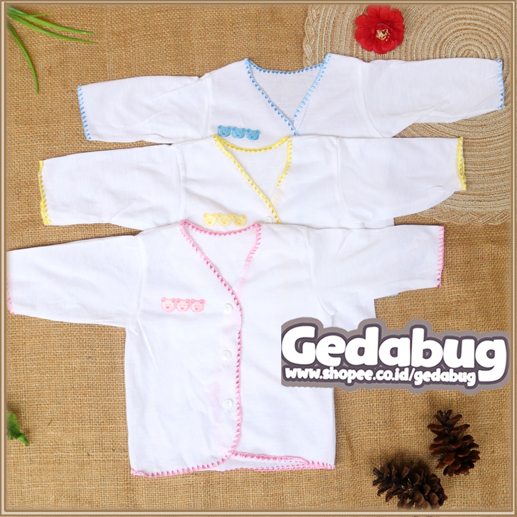 3pcs - Baju Bayi Boboko Bordir Putih Panjang | Perlengkapan Pakaian bayi Panjang