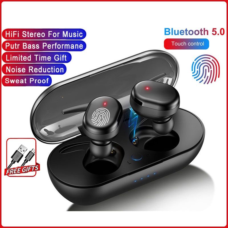 Headset Bluetooth TWS Y30 Stereo Bass Touch Screen