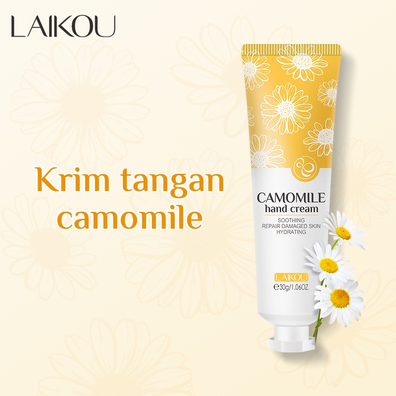 LAIKOU Camomile Krim Tangan Menghidrasi Menutrisi Melembutkan Kulit Mengurangi Kerutan 30g
