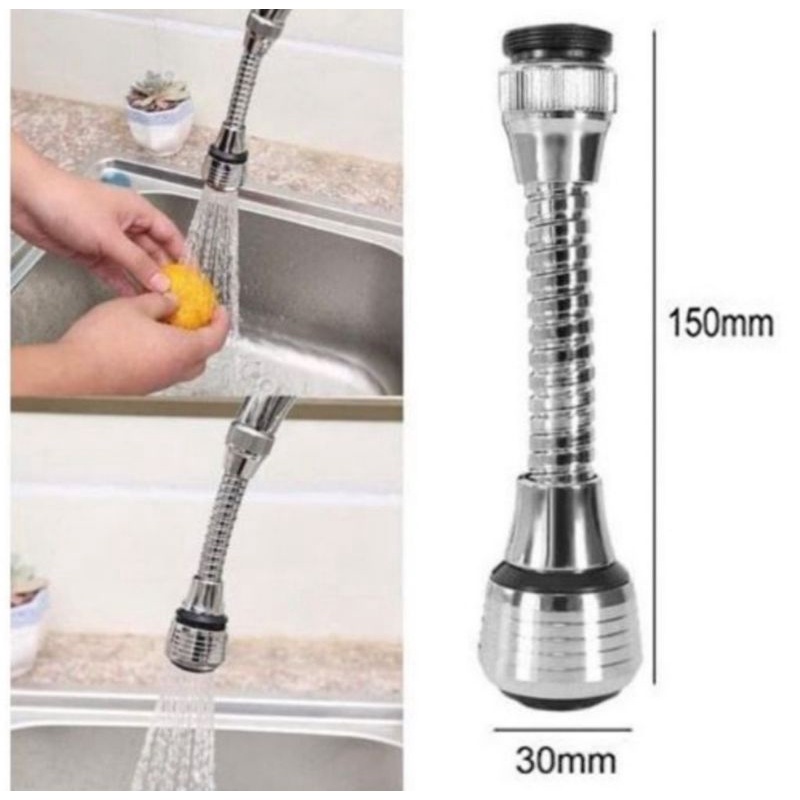 SAMBUNGAN KRAN AIR FLEKSIBEL TURBO FLEX FAUCET 360 DERAJAT 2 MODE