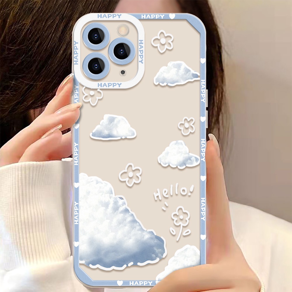 Casing TPU Realme C21Y C25Y C35 C31 C20A C25 C25S C12 Narzo 50A 50i C21 C15 C11 9i 8 5i 6 6i 5Z 6i 5G 6Z Pro Reno 5F Motif Awan