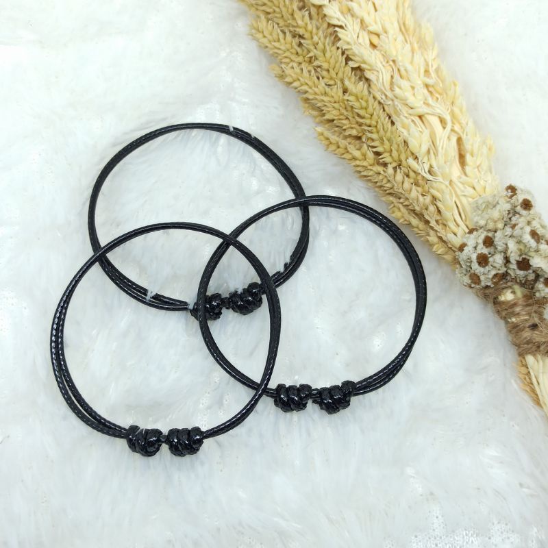 GELANG POLOS HITAM GELANG KOREA GELANG WATERPROOF