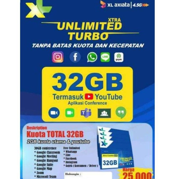 Kartu Perdana Xl Unlimited Turbo 32gb Shopee Indonesia